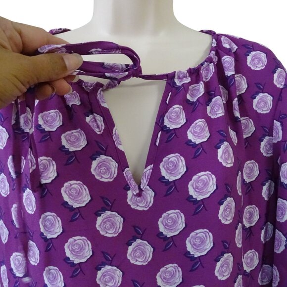 Dokotoo Women Purple Floral Maxi Dress Size M 3/4 Sleeve Loose Fit Tiered - Picture 2 of 12